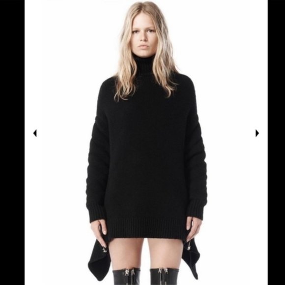 Rare- Alexander Wang Merino Wool Black Sweater with Zipper Detail - Picture 2 of 16